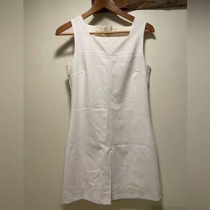 PROMOD white sleeveless dress with pleat in front.
